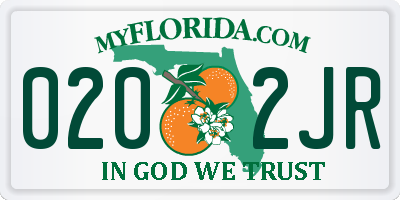 FL license plate 0202JR