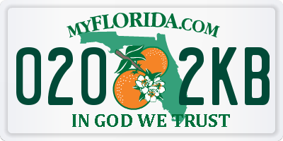 FL license plate 0202KB