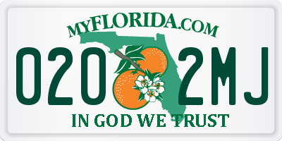 FL license plate 0202MJ