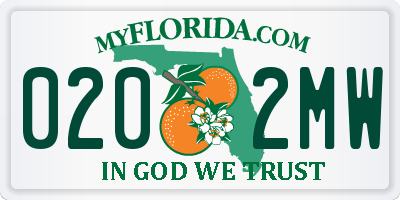 FL license plate 0202MW