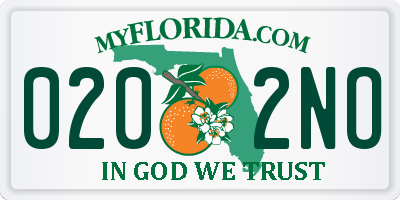 FL license plate 0202NO