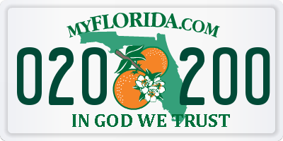 FL license plate 0202OO