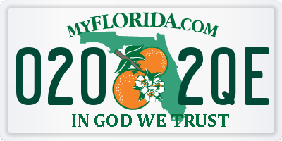 FL license plate 0202QE