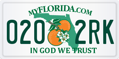 FL license plate 0202RK