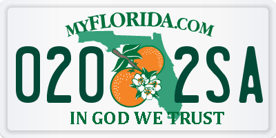 FL license plate 0202SA