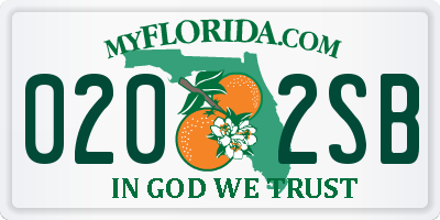 FL license plate 0202SB