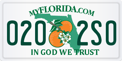 FL license plate 0202SO