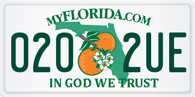 FL license plate 0202UE