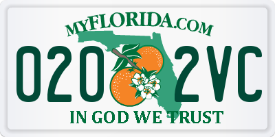 FL license plate 0202VC