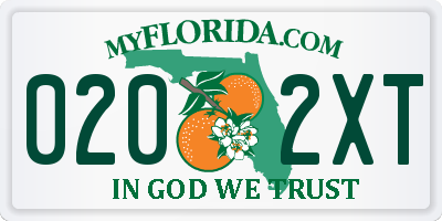 FL license plate 0202XT