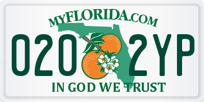 FL license plate 0202YP