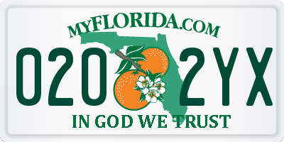 FL license plate 0202YX