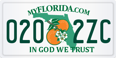 FL license plate 0202ZC