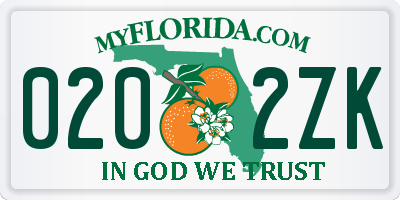 FL license plate 0202ZK