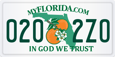 FL license plate 0202ZO