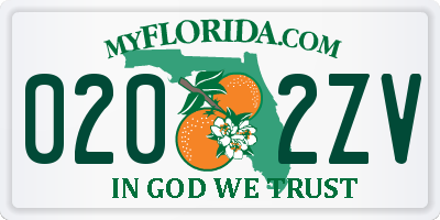 FL license plate 0202ZV
