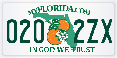 FL license plate 0202ZX