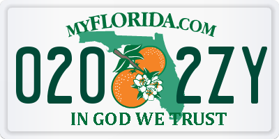 FL license plate 0202ZY