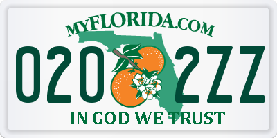 FL license plate 0202ZZ
