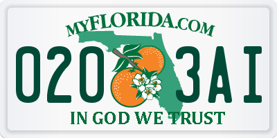 FL license plate 0203AI