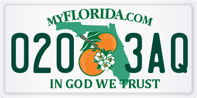 FL license plate 0203AQ
