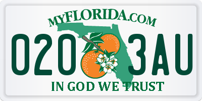 FL license plate 0203AU