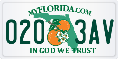 FL license plate 0203AV