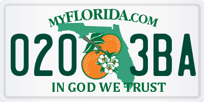 FL license plate 0203BA