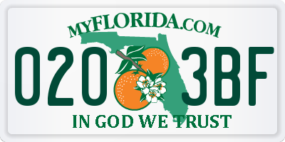 FL license plate 0203BF
