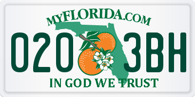 FL license plate 0203BH
