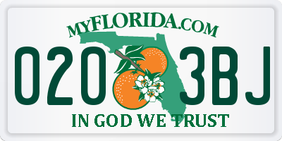 FL license plate 0203BJ