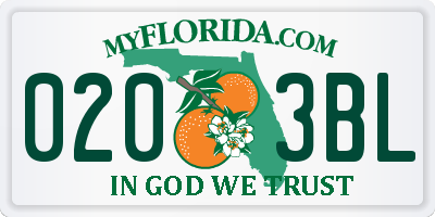 FL license plate 0203BL