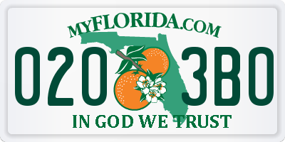 FL license plate 0203BO