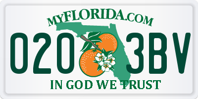 FL license plate 0203BV