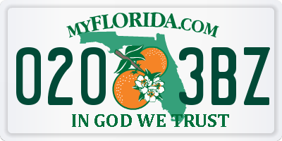 FL license plate 0203BZ