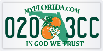 FL license plate 0203CC
