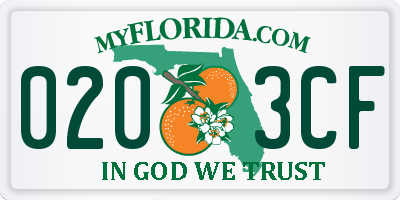 FL license plate 0203CF