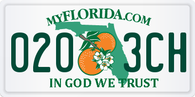 FL license plate 0203CH