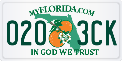 FL license plate 0203CK