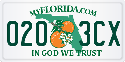 FL license plate 0203CX
