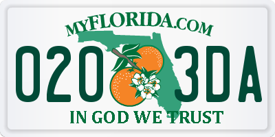 FL license plate 0203DA