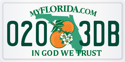 FL license plate 0203DB
