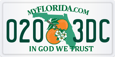 FL license plate 0203DC