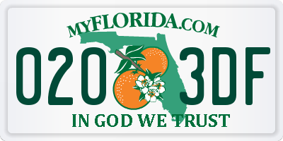 FL license plate 0203DF