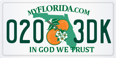 FL license plate 0203DK