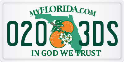 FL license plate 0203DS