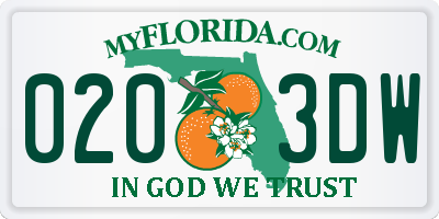 FL license plate 0203DW