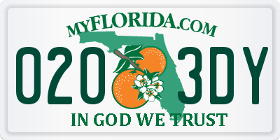 FL license plate 0203DY