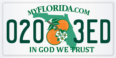 FL license plate 0203ED