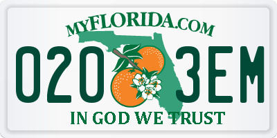 FL license plate 0203EM
